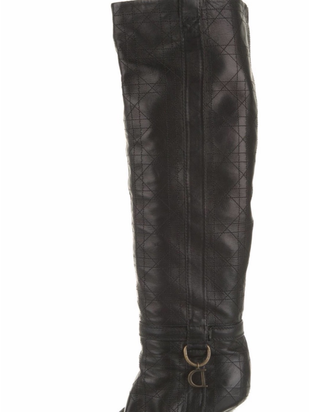 Dior Black Quilted Tall Leather Riding Boot with Signature 'CD' Hardware